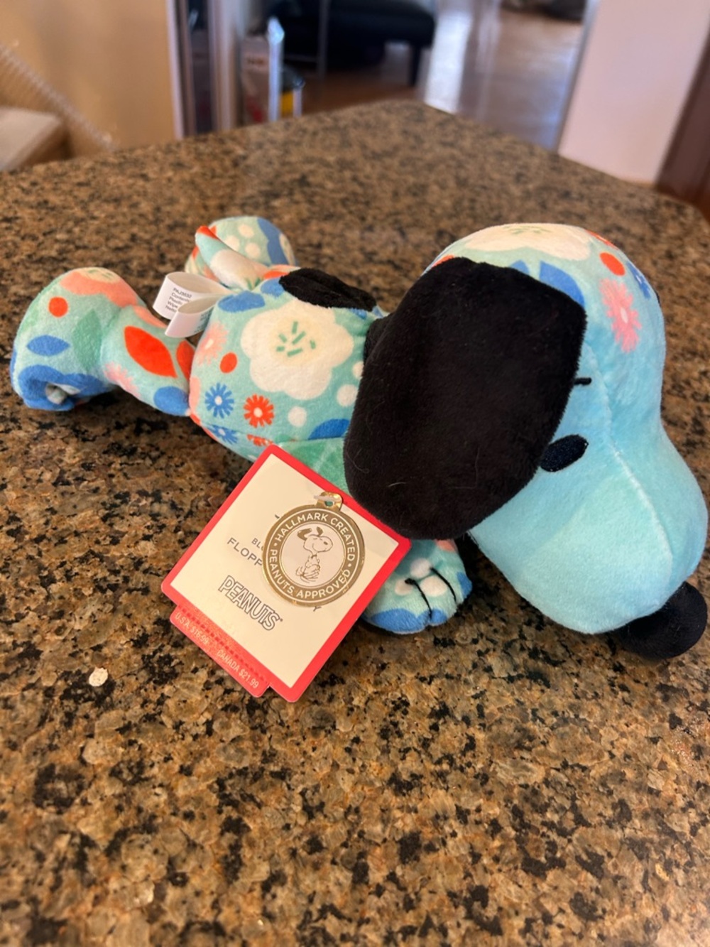 Hallmark Peanuts Snoopy Plush in Light Blue Floral